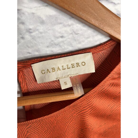 CABALLERO ANTHROPOLOGIE Women's Burnt Red Subtle Stripe Long Sleeve Short Dress - Picture 3 of 6